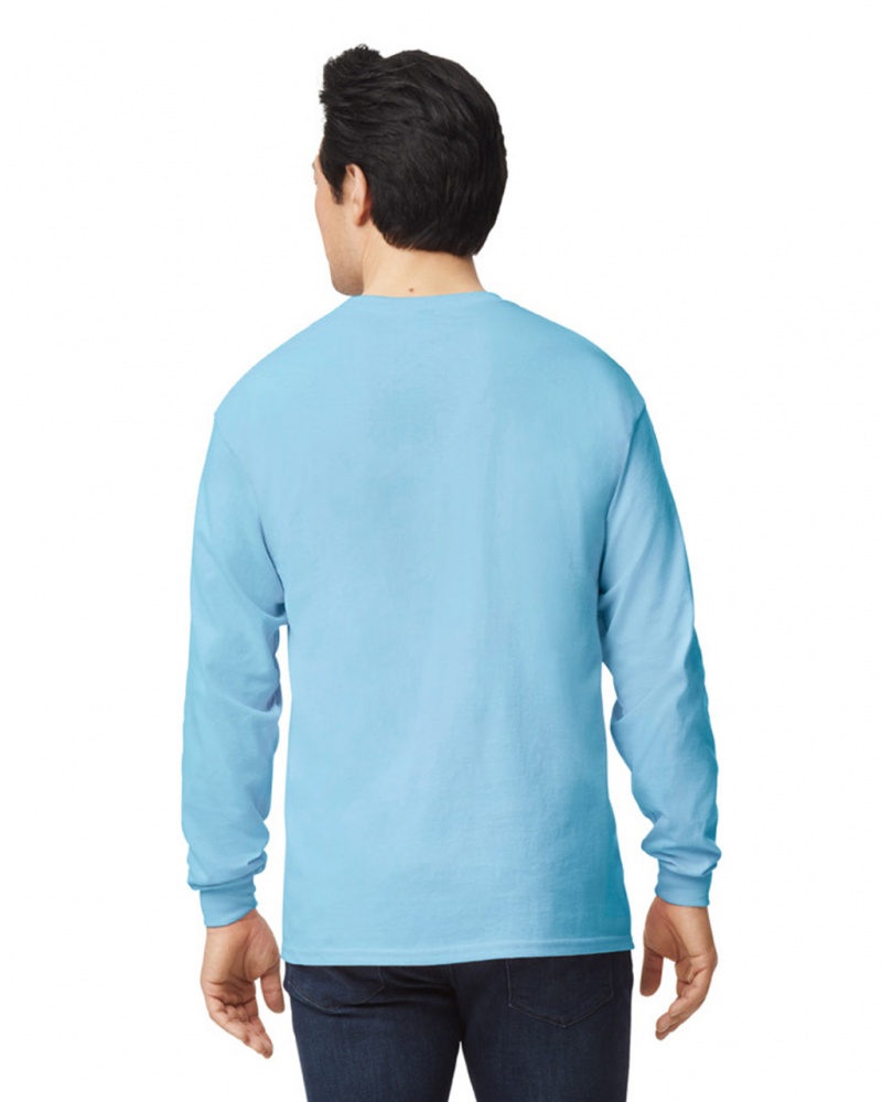 Light Blue Men's Gildan 2400 Long Sleeve T-Shirts | QZTU68152