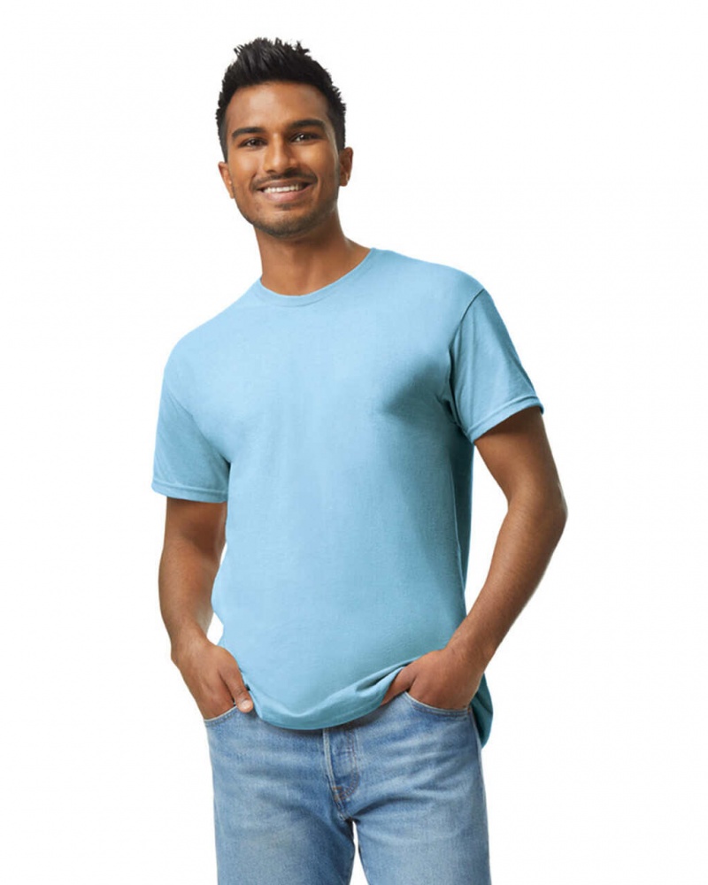 Light Blue Men\'s Gildan 5000 T-Shirts | GYNM62390