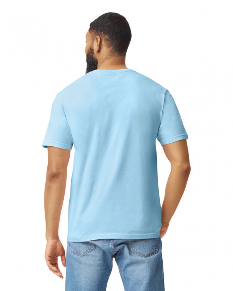 Light Blue Men's Gildan 64000 T-Shirts | RATJ98210