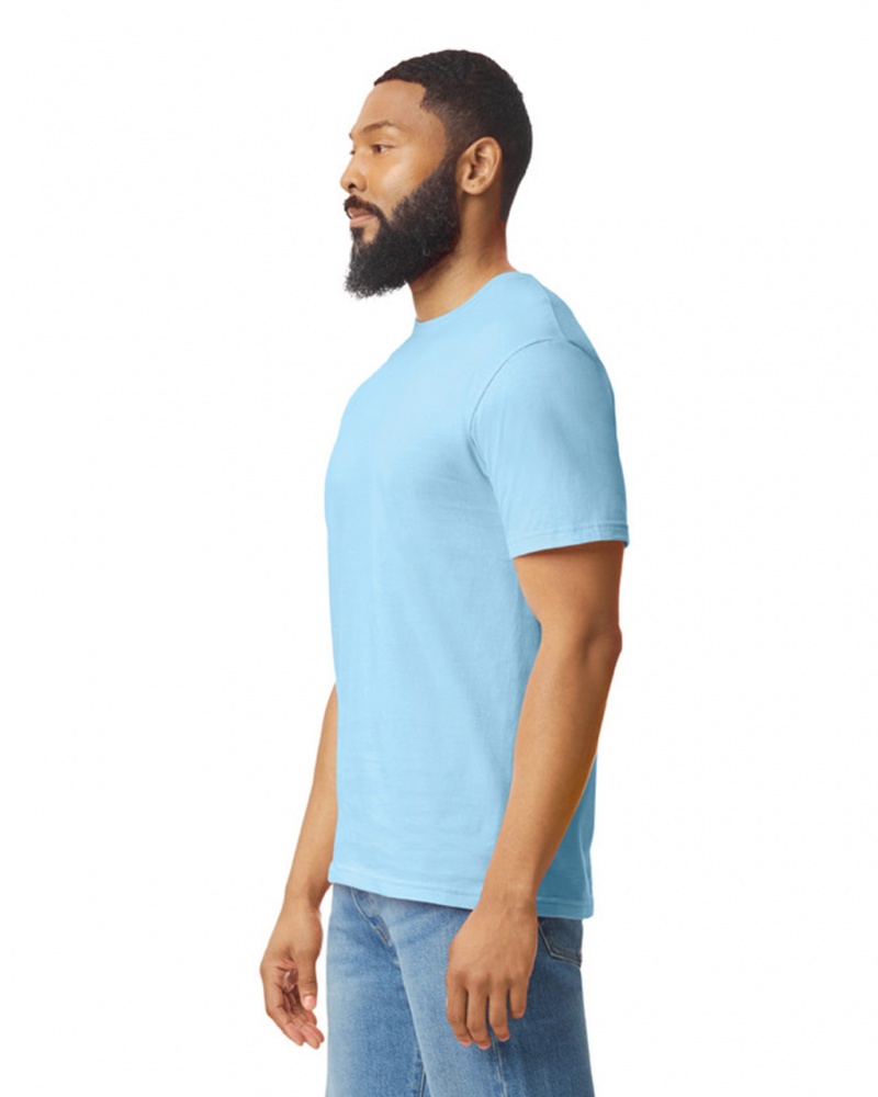 Light Blue Men's Gildan 64000 T-Shirts | RATJ98210