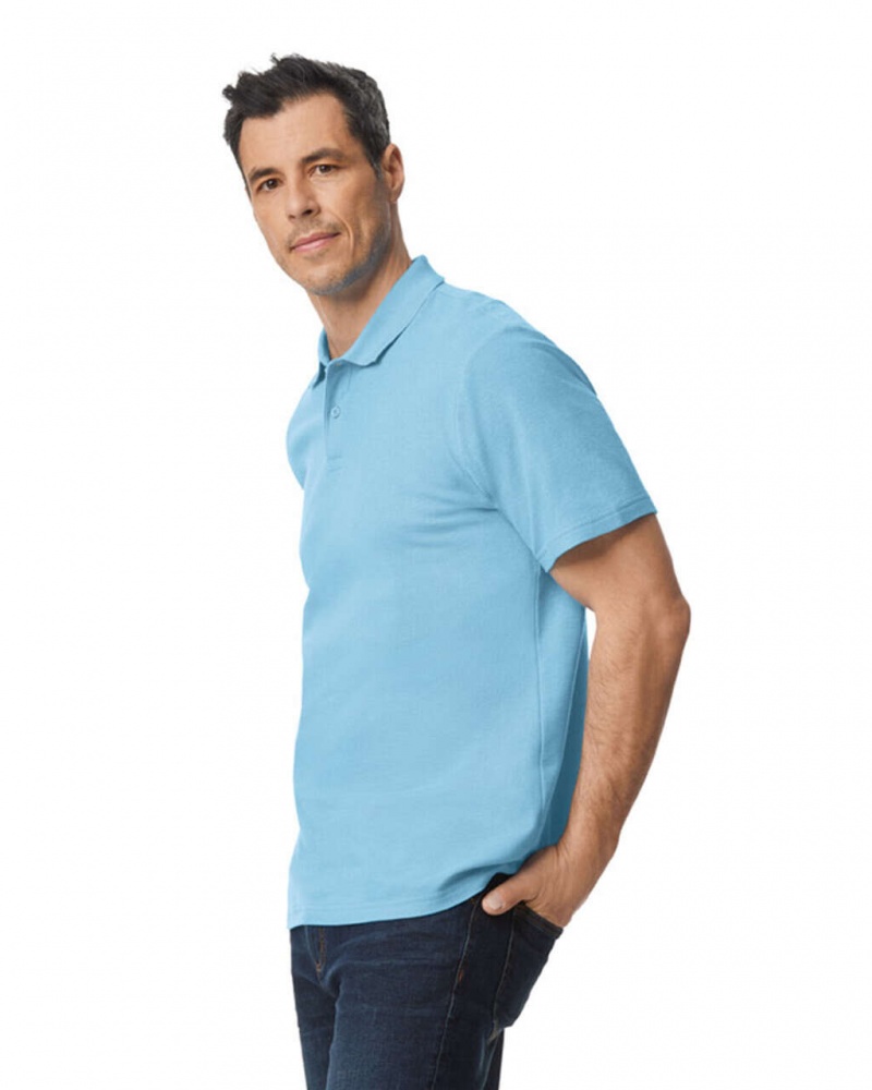 Light Blue Men's Gildan 64800 Pique Polo | ERLO24590