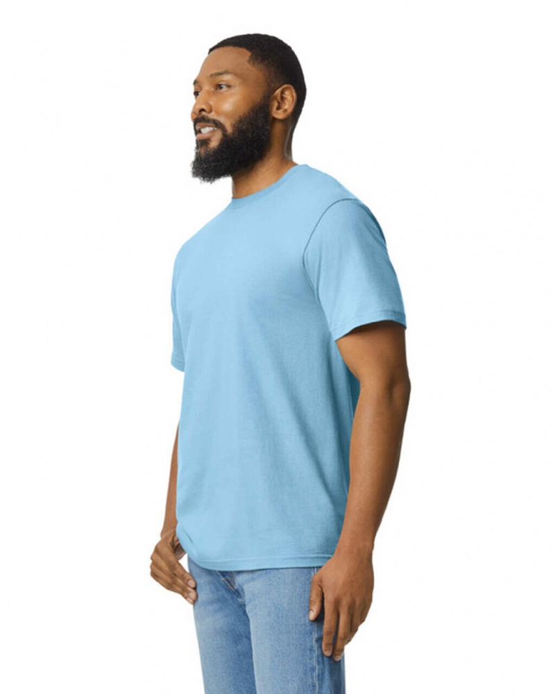 Light Blue Men's Gildan 65000 Midweight T-Shirts | RNLK48092