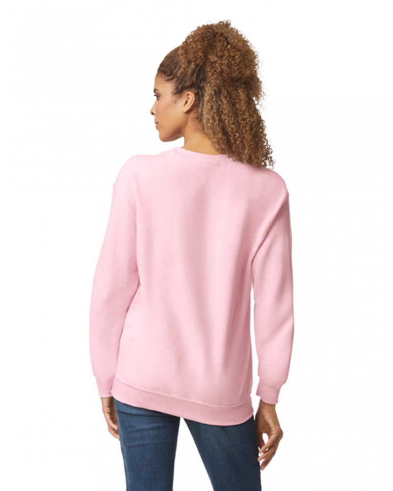 Light Pink Women's Gildan 18000 Crewneck Sweatshirt | TAJU89061