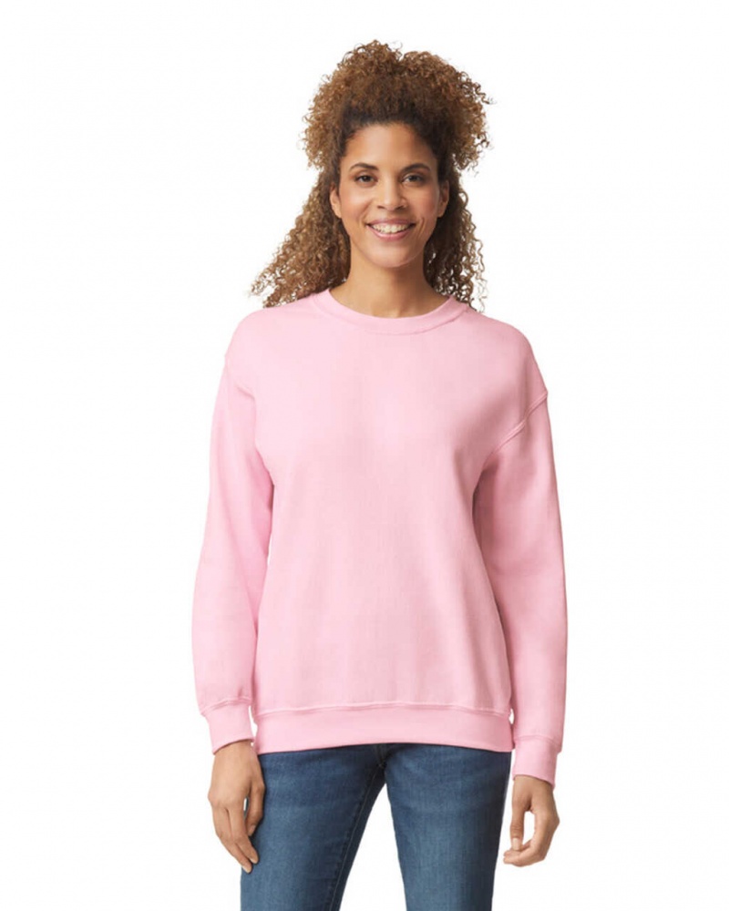 Light Pink Women\'s Gildan 18000 Crewneck Sweatshirt | TAJU89061