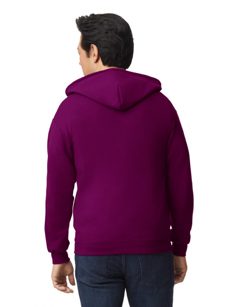 Maroon Men's Gildan 18600 Full Zip Hoodie | WRDA08594