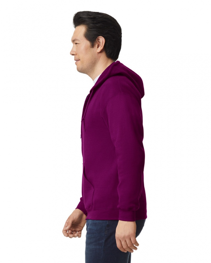 Maroon Men's Gildan 18600 Full Zip Hoodie | WRDA08594