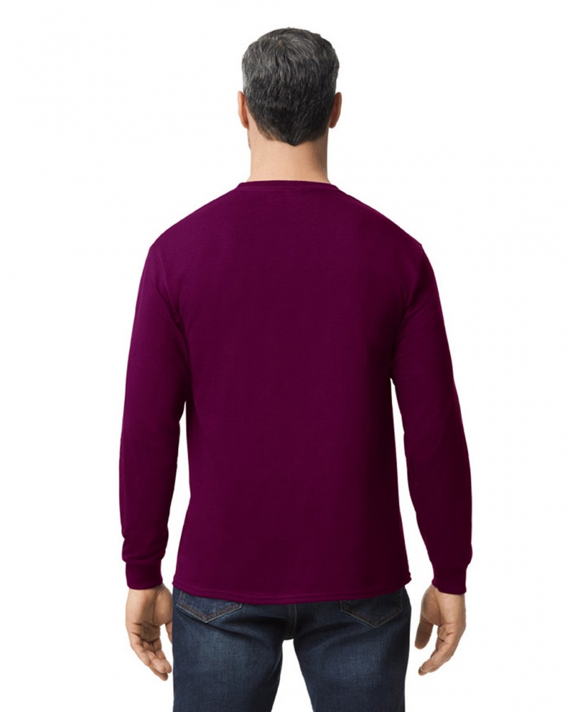 Maroon Men's Gildan 5400 Long Sleeve T-Shirts | MFZR32497