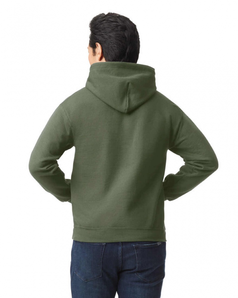 Military Green Men's Gildan 18500 Hoodie Sweatshirt | SPUI83074