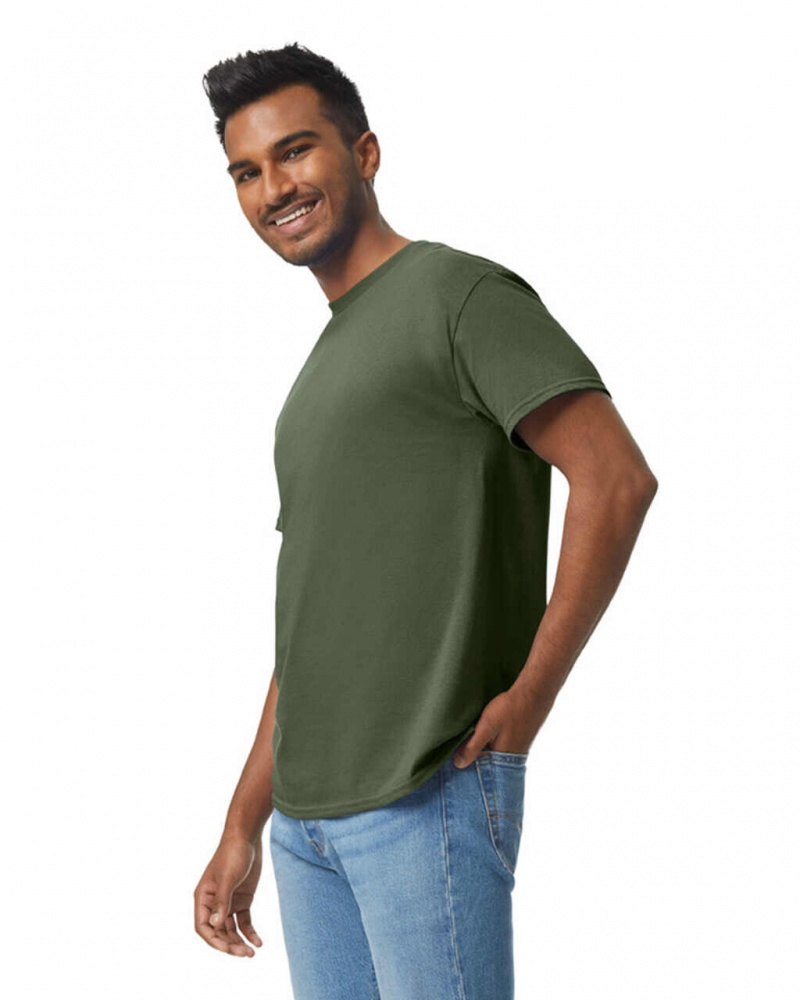 Military Green Men's Gildan 5000 T-Shirts | TQDS20745