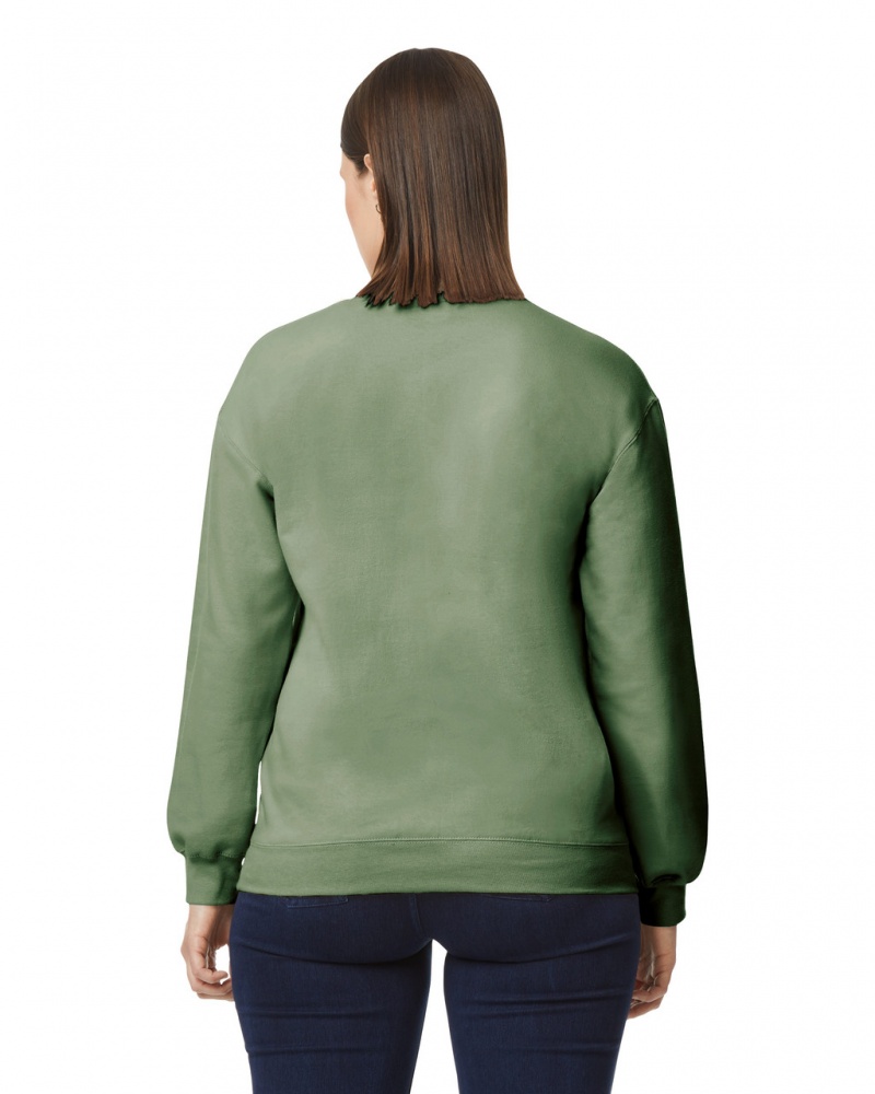 Military Green Women's Gildan SF000 Midweight Fleece Crewneck Sweatshirt | QCDN80657