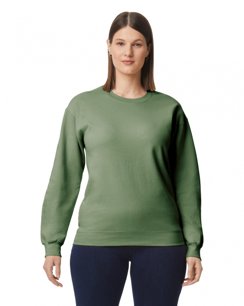 Military Green Women\'s Gildan SF000 Midweight Fleece Crewneck Sweatshirt | QCDN80657