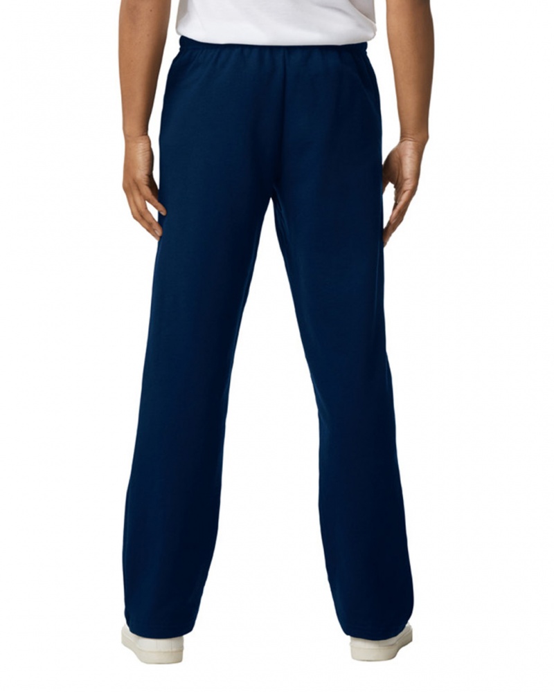 Navy Men's Gildan 18400 Open Bottom Sweatpants | UWOY98760