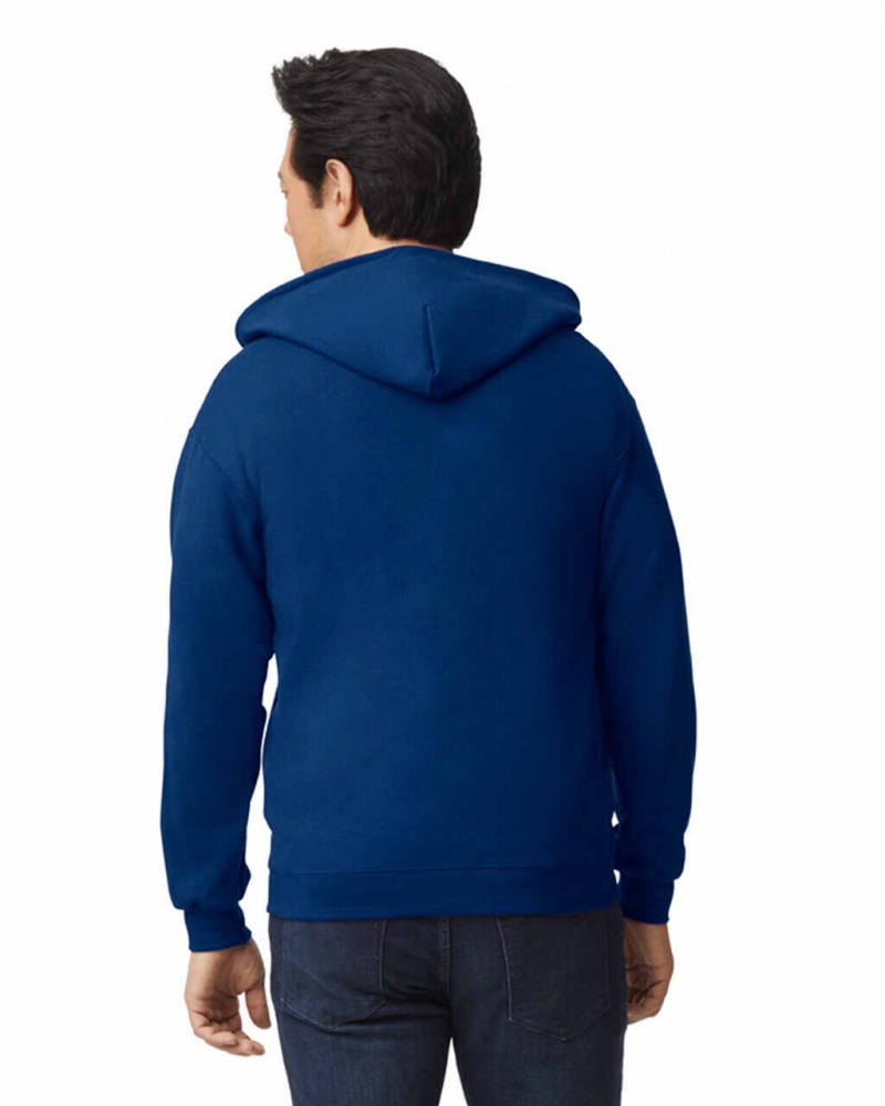 Navy Men's Gildan 18600 Full Zip Hoodie Sweatshirt | EVSR05827