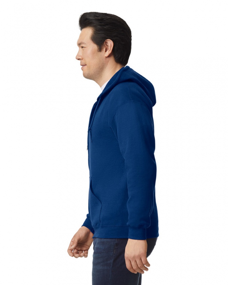 Navy Men's Gildan 18600 Full Zip Hoodie | TBNO67482