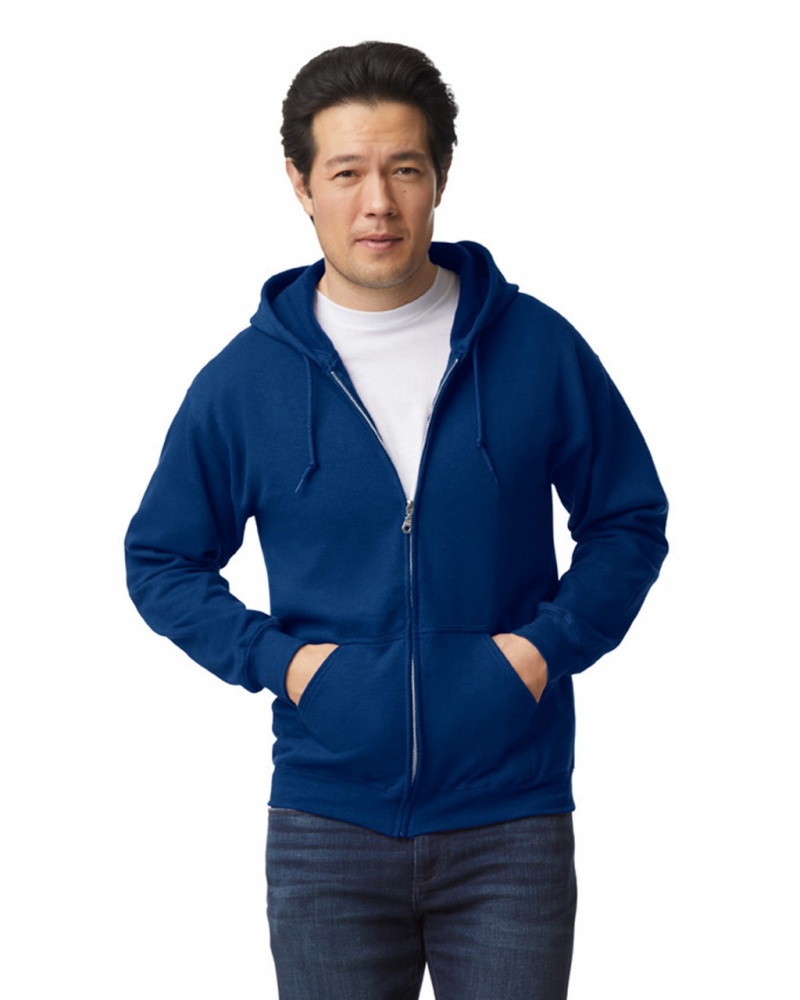 Navy Men\'s Gildan 18600 Full Zip Hoodie | TBNO67482