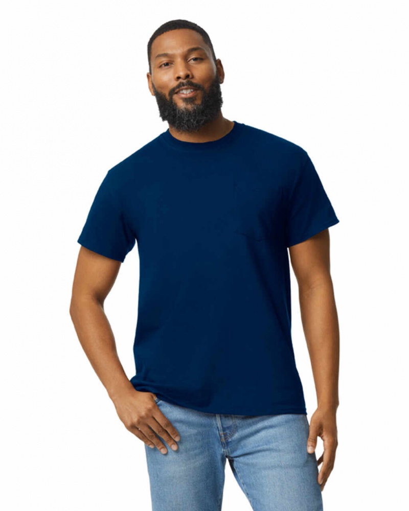 Navy Men\'s Gildan 2300 with Pocket T-Shirts | IYWS41835