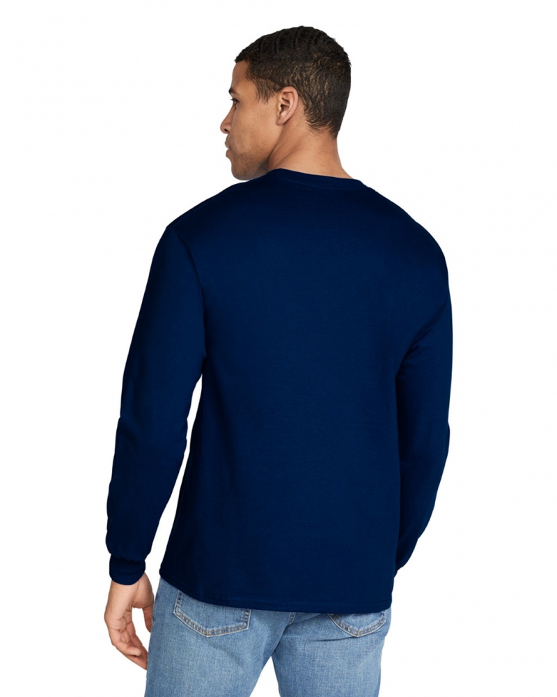 Navy Men's Gildan 2400 Long Sleeve T-Shirts | PDSZ50972