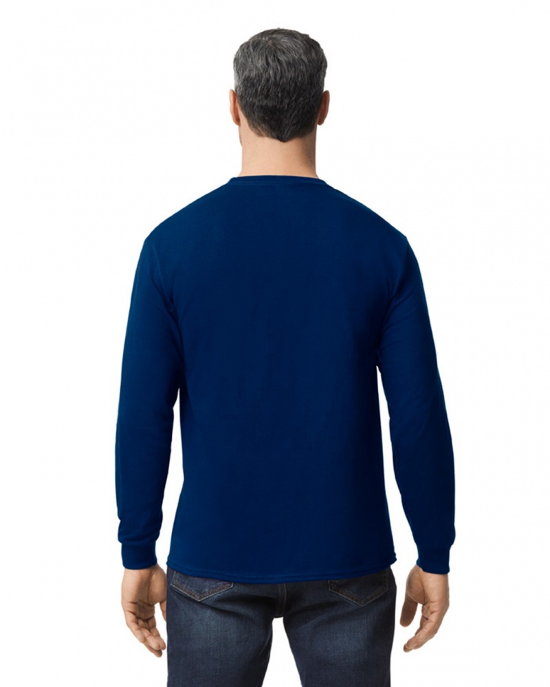 Navy Men's Gildan 5400 Long Sleeve T-Shirts | QPDI21834