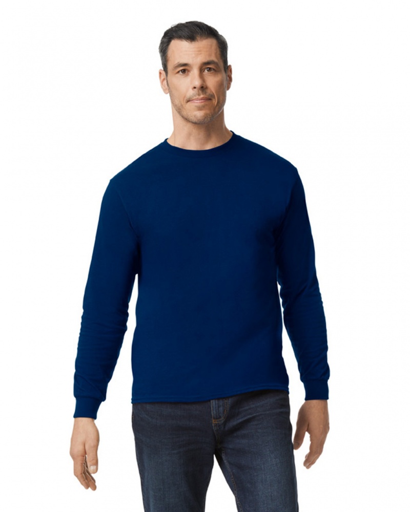 Navy Men\'s Gildan 5400 Long Sleeve T-Shirts | QPDI21834