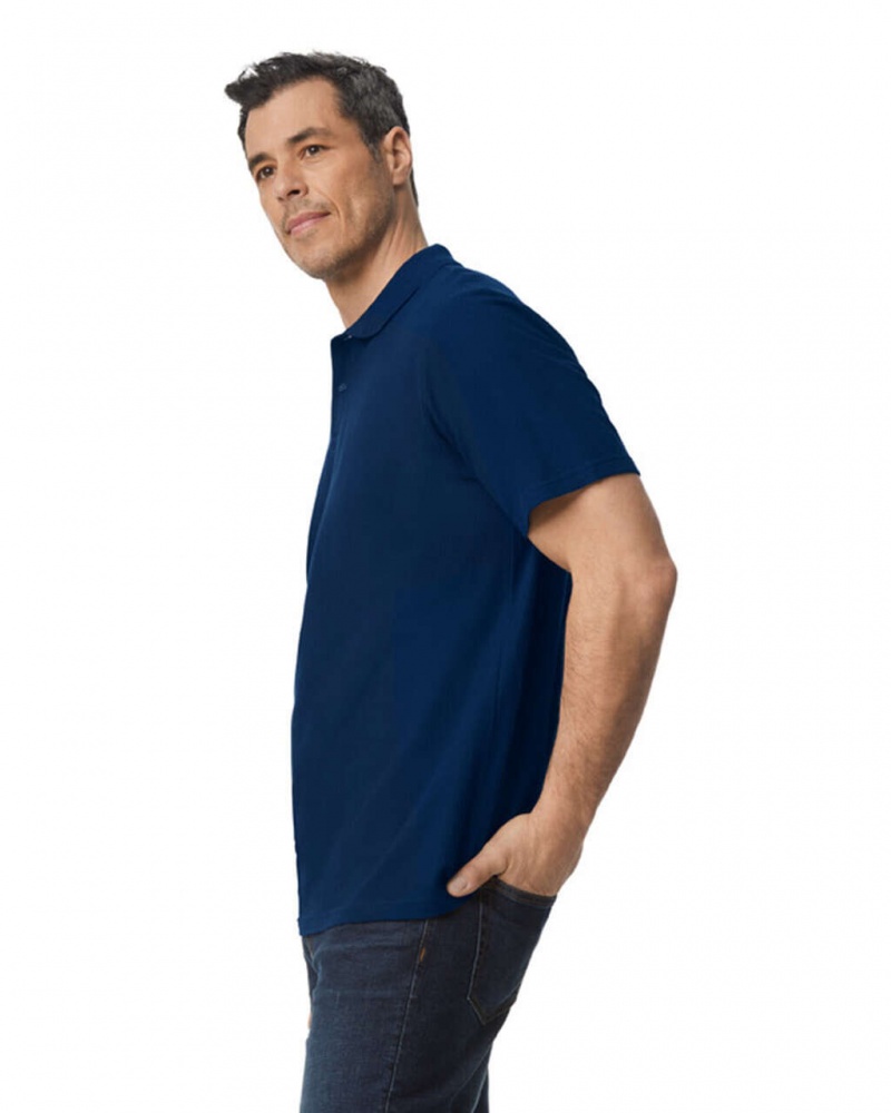 Navy Men's Gildan 64800 Pique Polo | TZYA06943