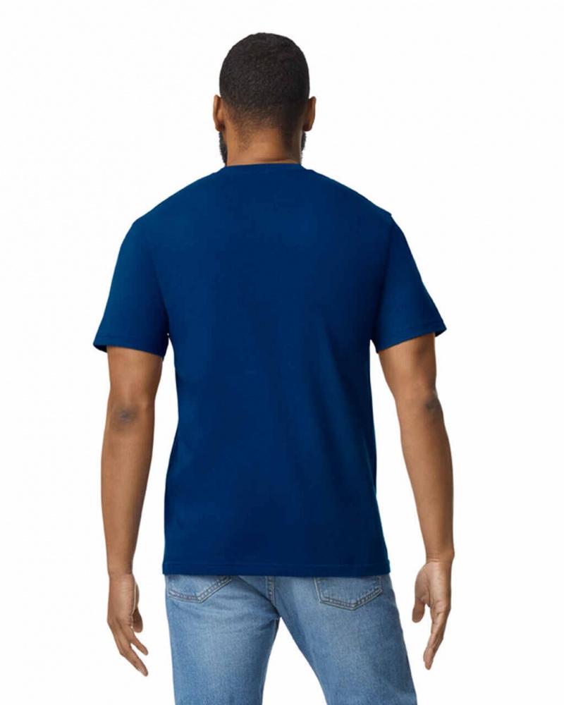 Navy Men's Gildan 65000 Midweight T-Shirts | EFQY35214