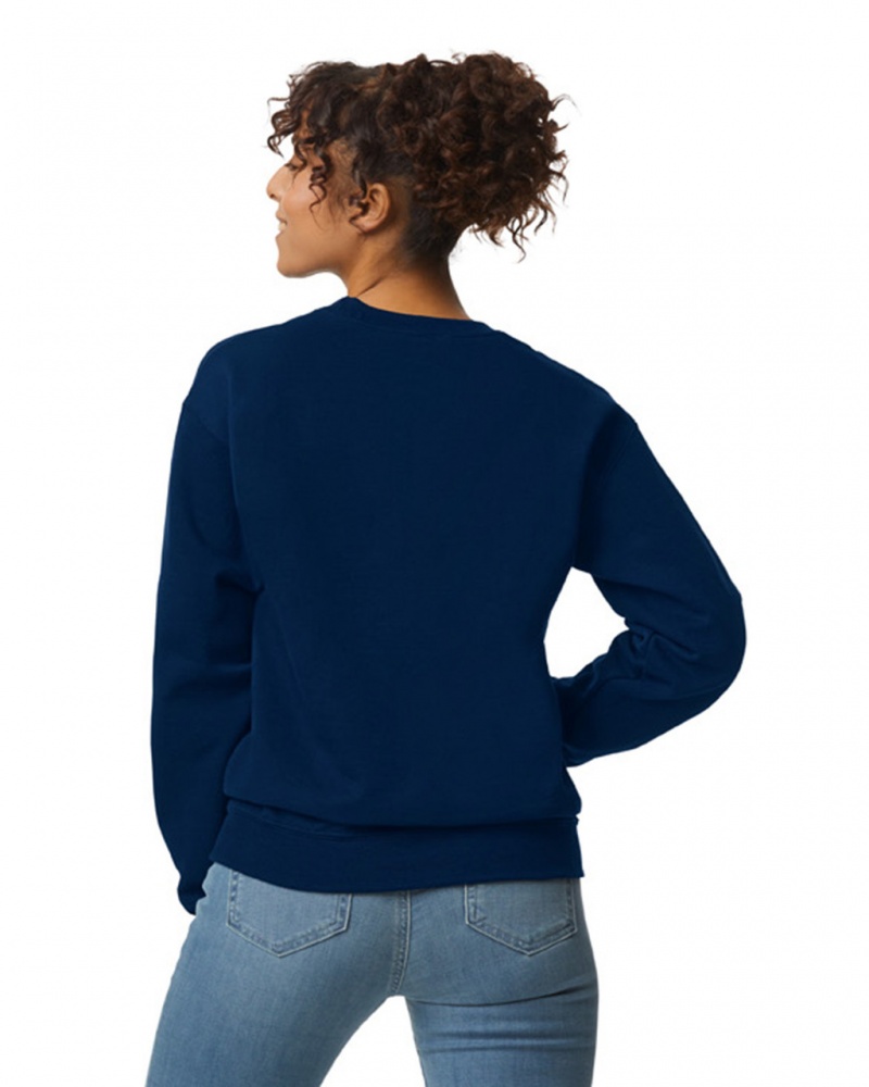 Navy Women's Gildan 12000 Crewneck Sweatshirt | WTGH63975