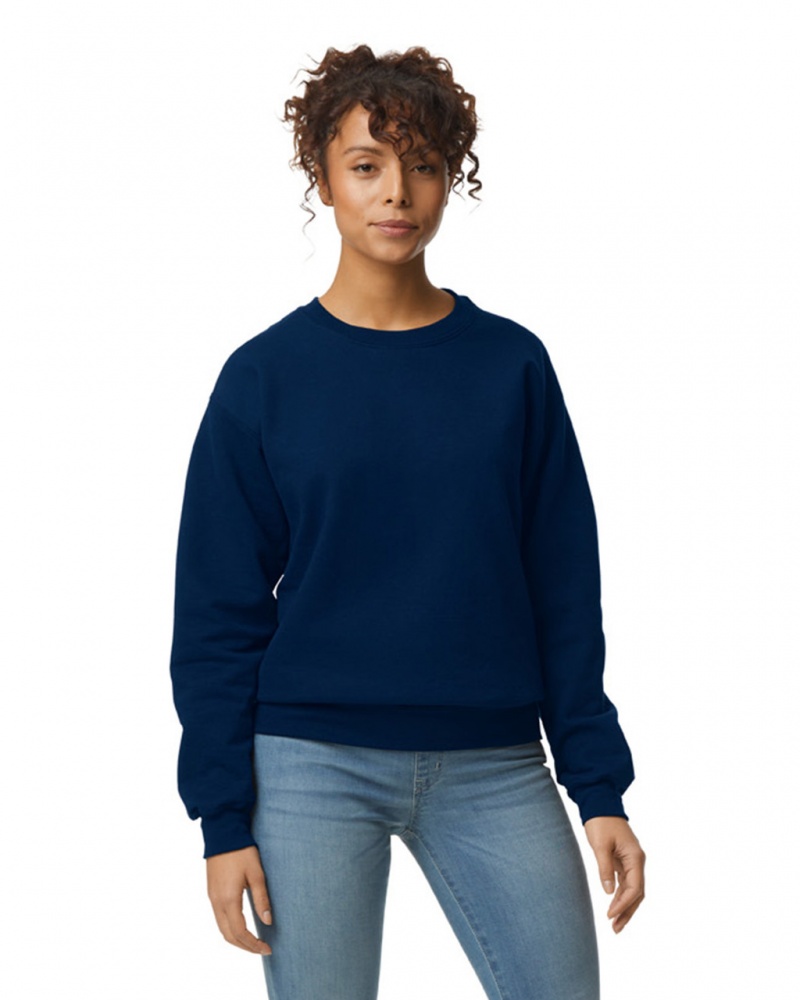 Navy Women's Gildan 12000 Crewneck Sweatshirt | WTGH63975