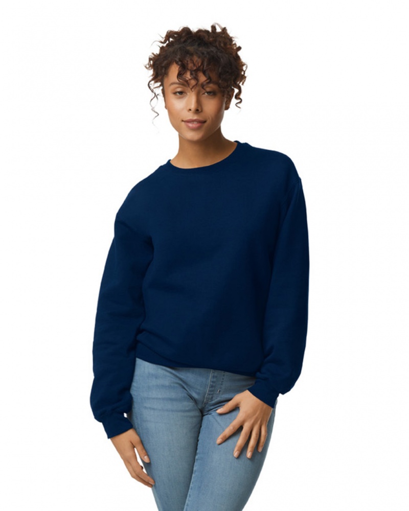 Navy Women\'s Gildan 12000 Crewneck Sweatshirt | WTGH63975