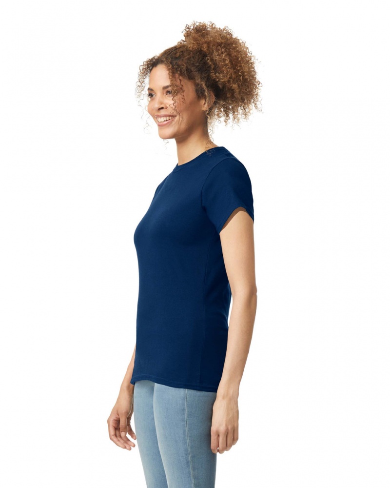 Navy Women's Gildan 64000L T-Shirts | UWJZ27318