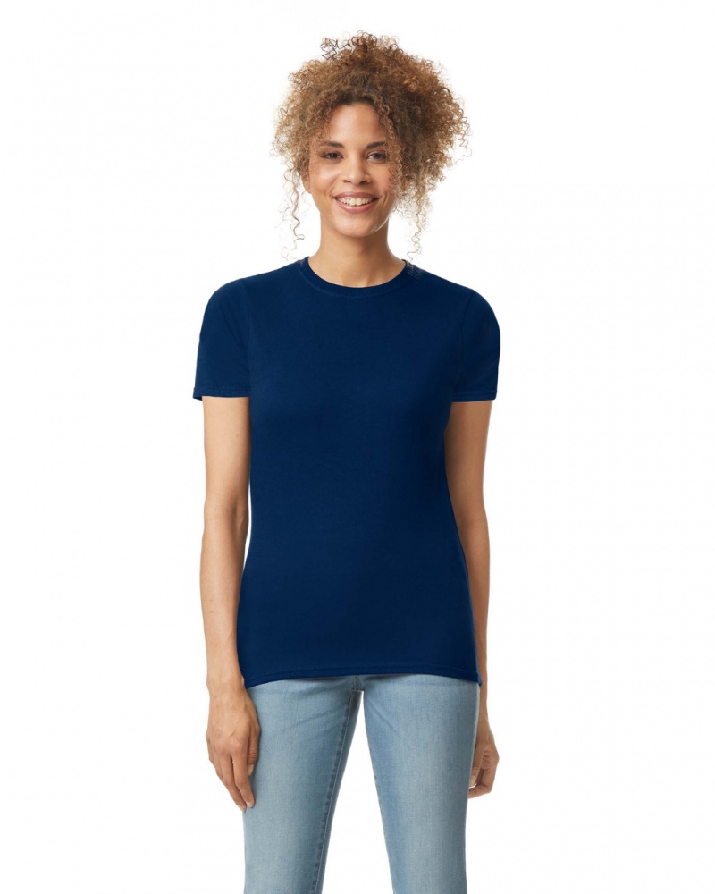 Navy Women\'s Gildan 64000L T-Shirts | UWJZ27318