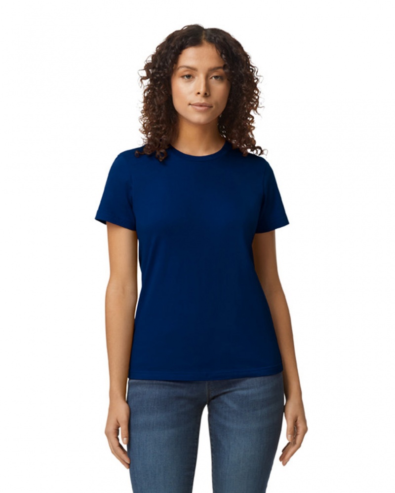 Navy Women\'s Gildan 65000L Midweight T-Shirts | CEOR95184