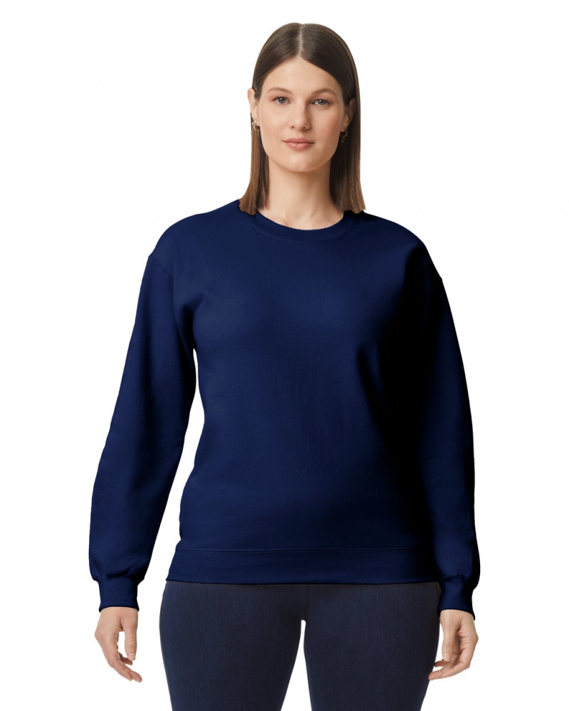 Navy Women\'s Gildan SF000 Midweight Fleece Crewneck Sweatshirt | MVYJ45692