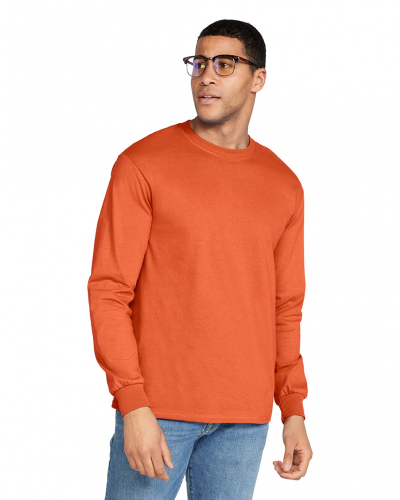 Orange Men\'s Gildan 2400 Long Sleeve T-Shirts | GQJT58329