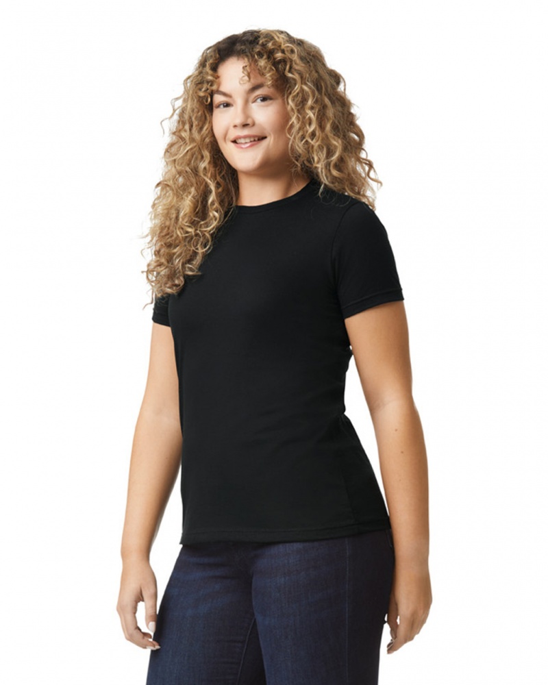 Pitch Black Women's Gildan 67000L CVC T-Shirts | UNPQ76143