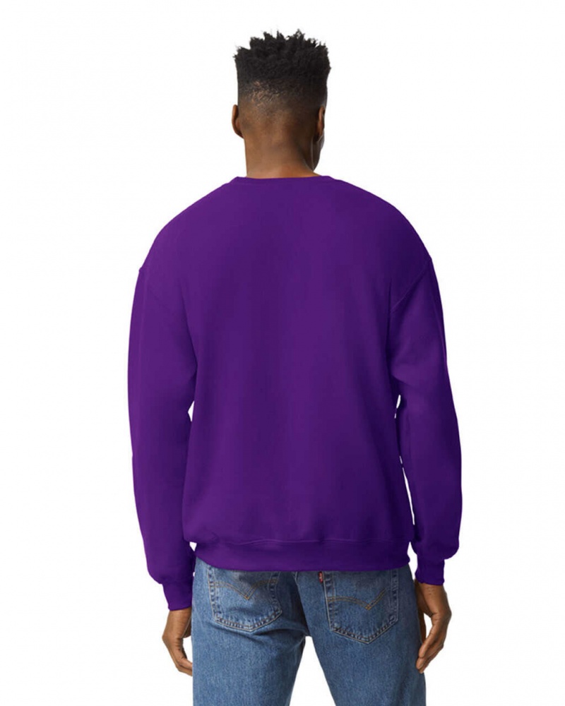 Purple Men's Gildan 18000 Crewneck Sweatshirt | VYMJ97460