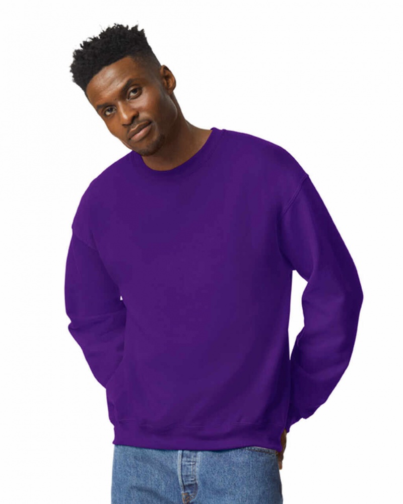 Purple Men\'s Gildan 18000 Crewneck Sweatshirt | VYMJ97460