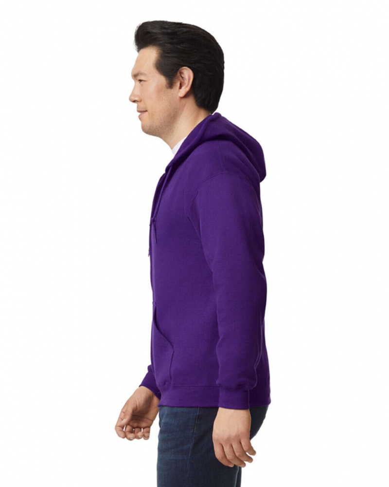 Purple Men's Gildan 18600 Full Zip Hoodie Sweatshirt | ZUWX59018