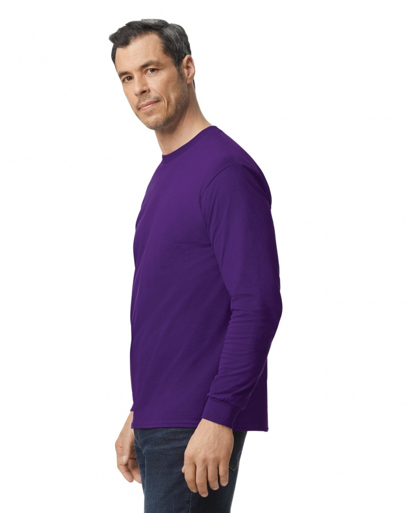 Purple Men's Gildan 5400 Long Sleeve T-Shirts | TZOC62950