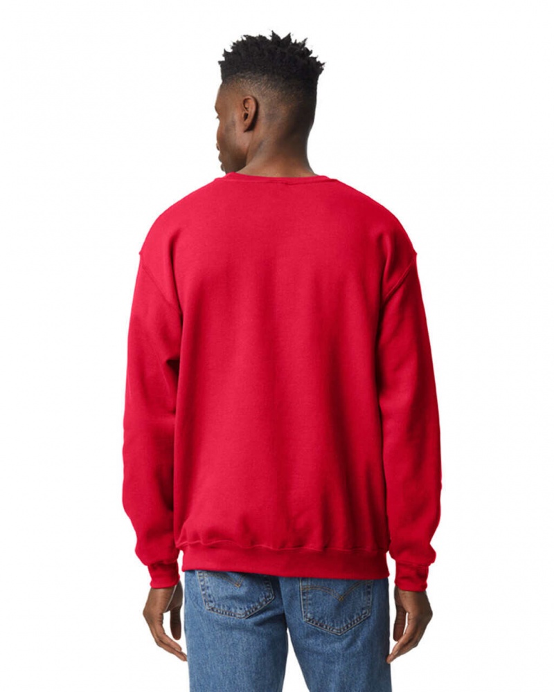 Red Men's Gildan 18000 Crewneck Sweatshirt | ZDGV37592