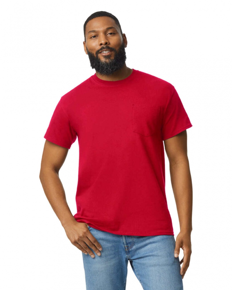 Red Men\'s Gildan 2300 with Pocket T-Shirts | VMTK05693