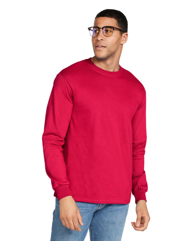 Red Men\'s Gildan 2400 Long Sleeve T-Shirts | SFRK25613