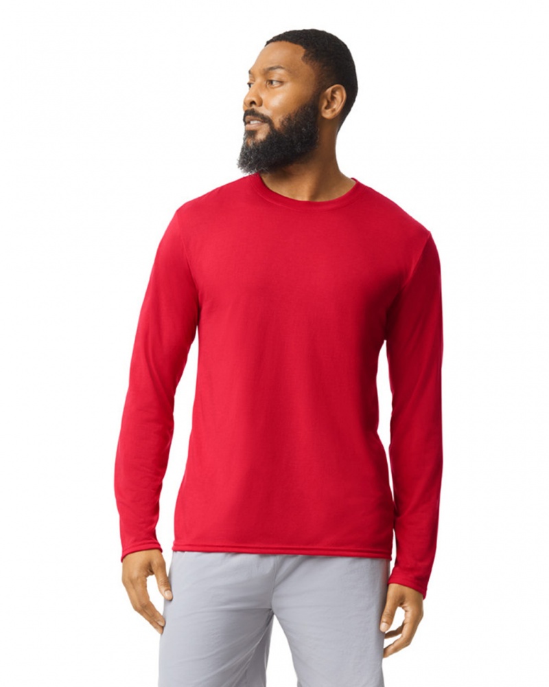 Red Men\'s Gildan 42400 Long Sleeve T-Shirts | GSRA02471