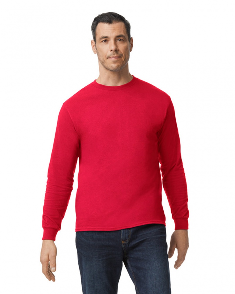 Red Men\'s Gildan 5400 Long Sleeve T-Shirts | GKZW97856