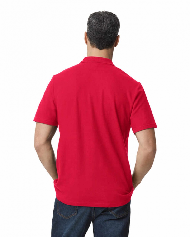 Red Men's Gildan 64800 Pique Polo | OCIP01268