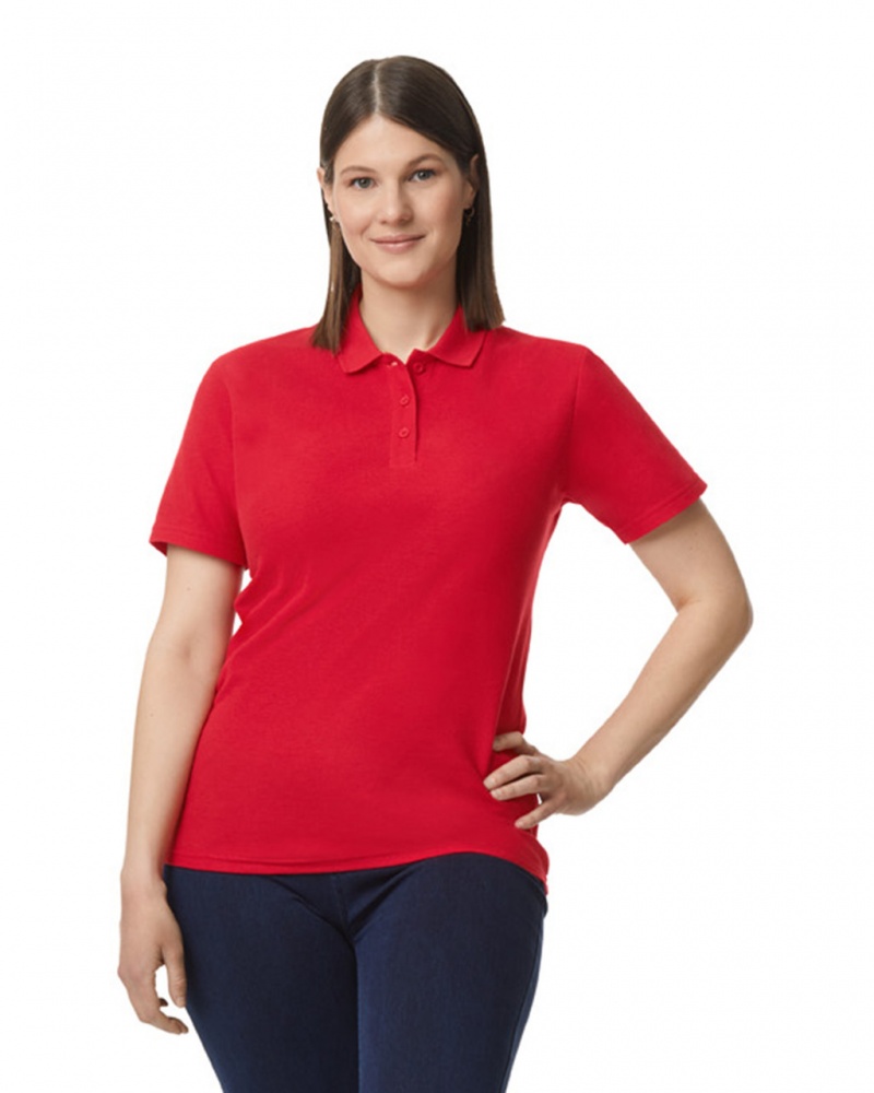 Red Women's Gildan 64800L Pique Polo | LQGU32049