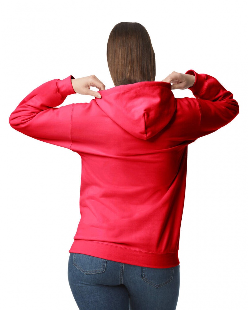 Red Women's Gildan SF500 Midweight Fleece Hoodie | CHWS83062