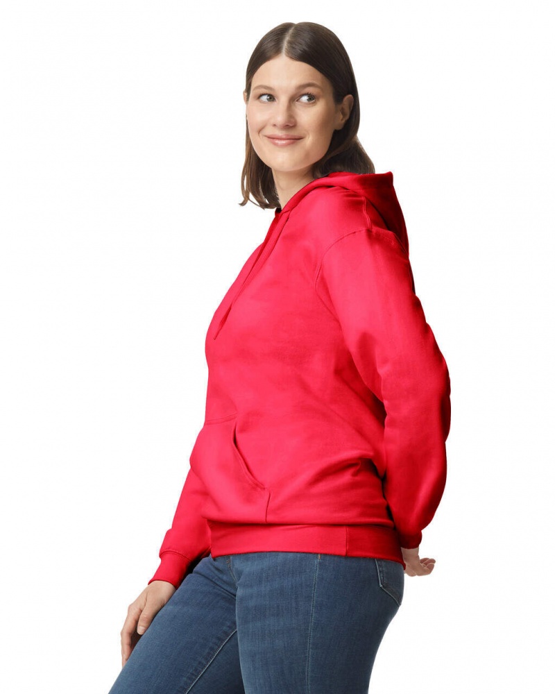 Red Women's Gildan SF500 Midweight Fleece Hoodie | CHWS83062