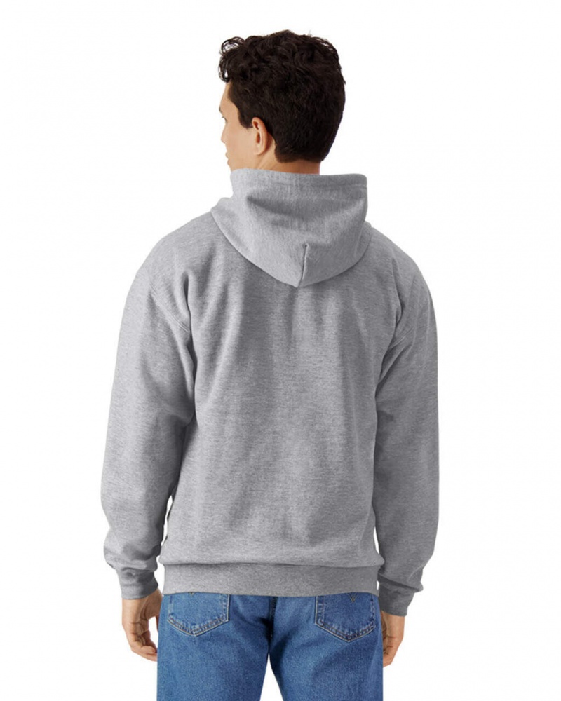 Ring Spun Sport Grey Men's Gildan SF600 Midweight Fleece Full Zip Hoodie Sweatshirt | BUQE54012