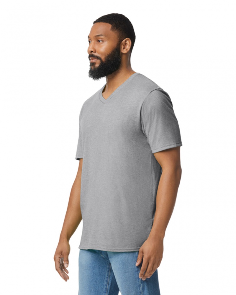 Ring Spun Sport Grey Men's Gildan 64V00 V-Neck T-Shirts | JKYE05837