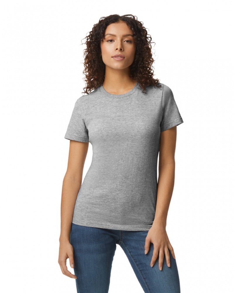 Ring Spun Sport Grey Women\'s Gildan 65000L Midweight T-Shirts | NHPY65839